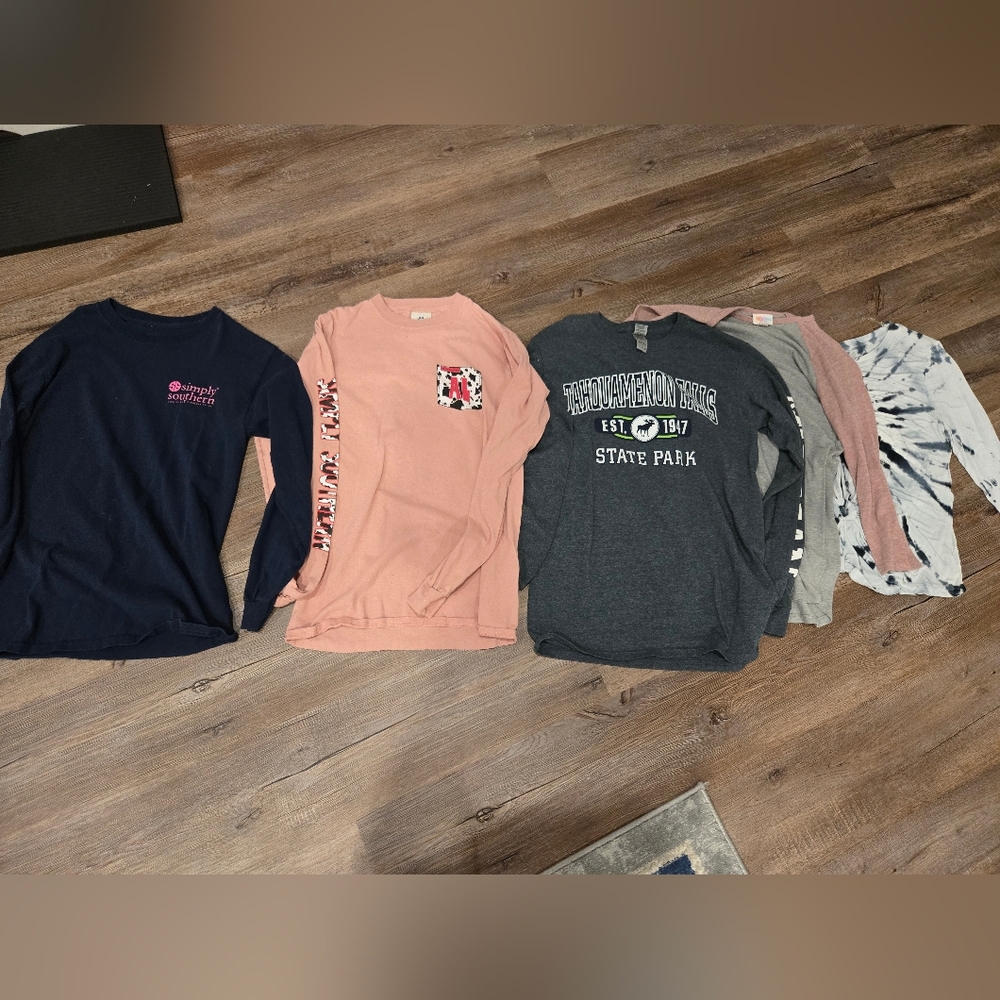 Long Sleeve Tees - Navy, Pink, Gray